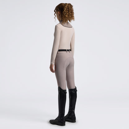 Cavalleria Toscana Girls Fleece Training Top- Rainy Day and Cipria