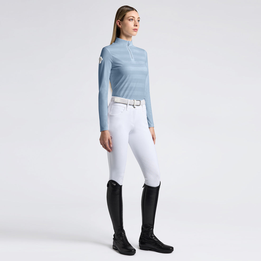 Cavalleria Toscana perforated jersey L/S training polo