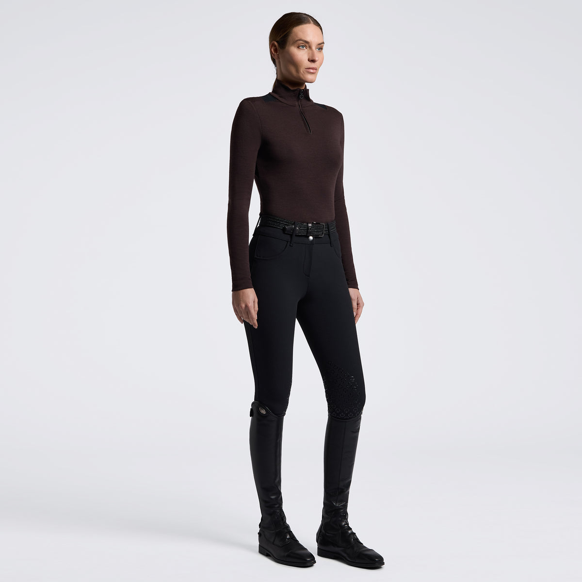 Cavalleria Toscana Women’s Tech Wool Half Zip Training Top - Expresso