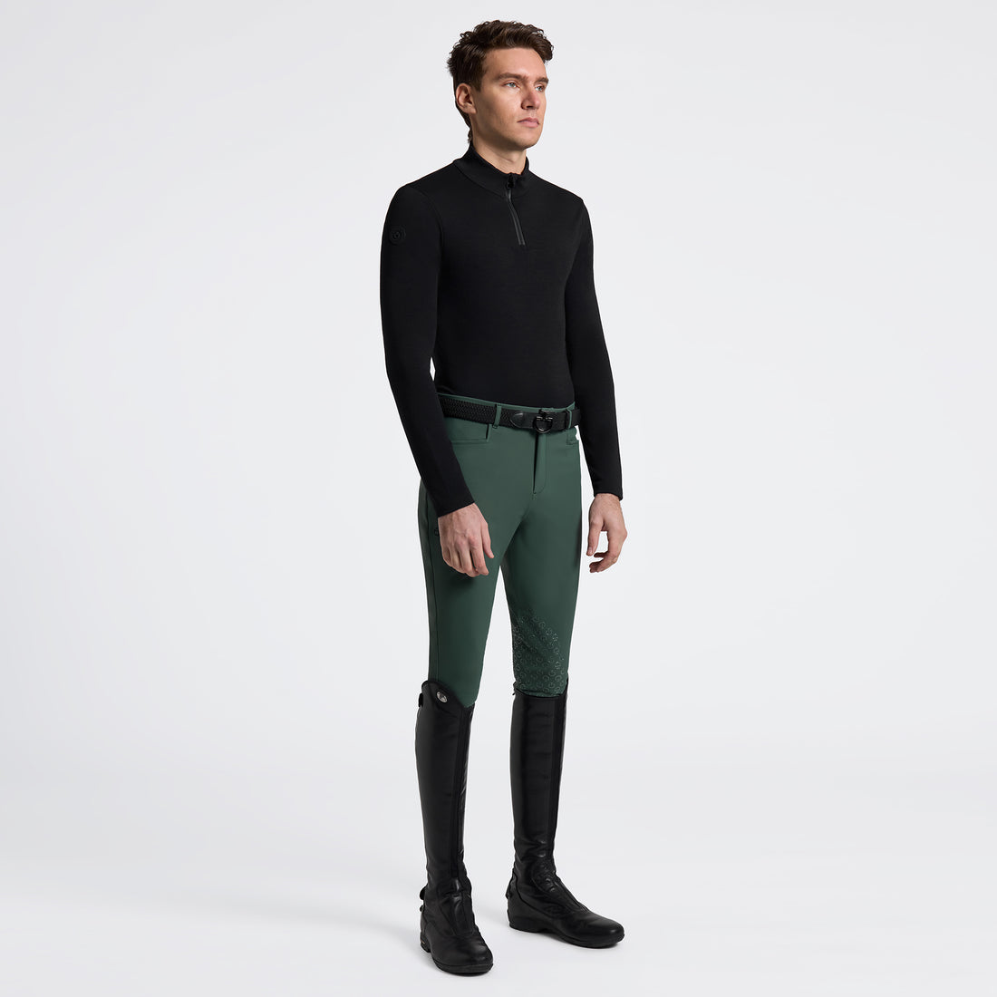 Cavalleria Toscana Mens Tech Wool Half Zip Training L/S Turtleneck