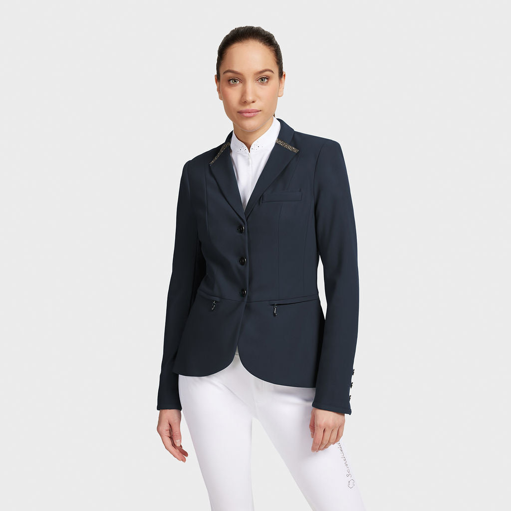 Victorine premium crystal rocks navy show jacket with boreal crystal 