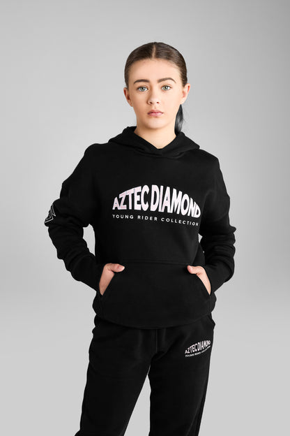 Aztec Diamond Logo Young Rider Black/Pink Pull On Hoodie