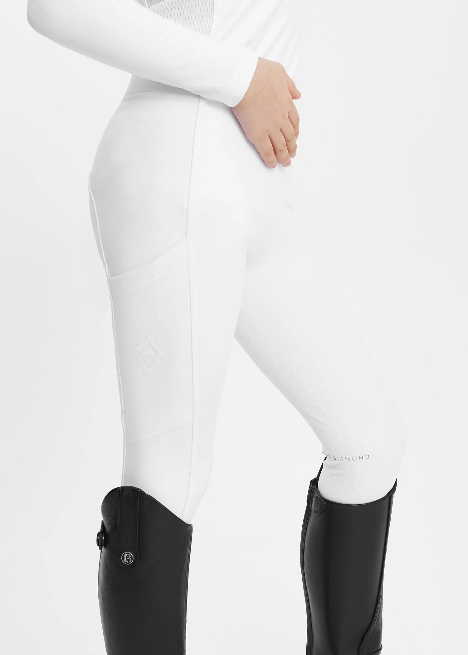 Aztec Diamond Young Rider White Full Seat Leggings @IGEQUINE