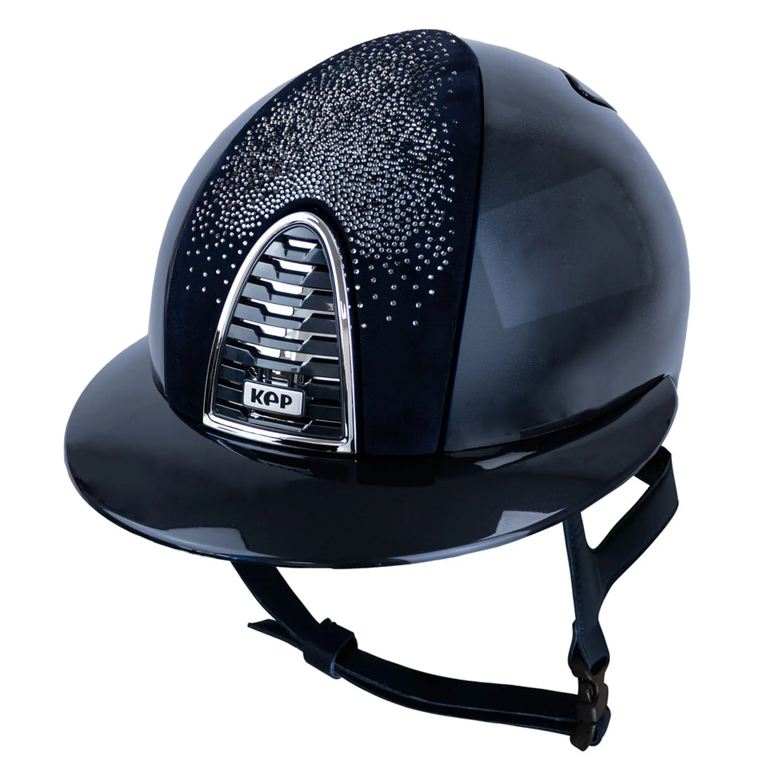 KEP Cromo 2.0 Polo Polish/Suede Nebula Riding Hat - Blue/Silver