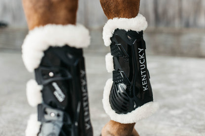 Kentucky Vegan Sheepskin Tendon Boots Bamboo Shield with Elastic fastenings are now available following years of research and development. The Kentucky Bamboo Shield Replaces the Kentucky Tendon Boot. 