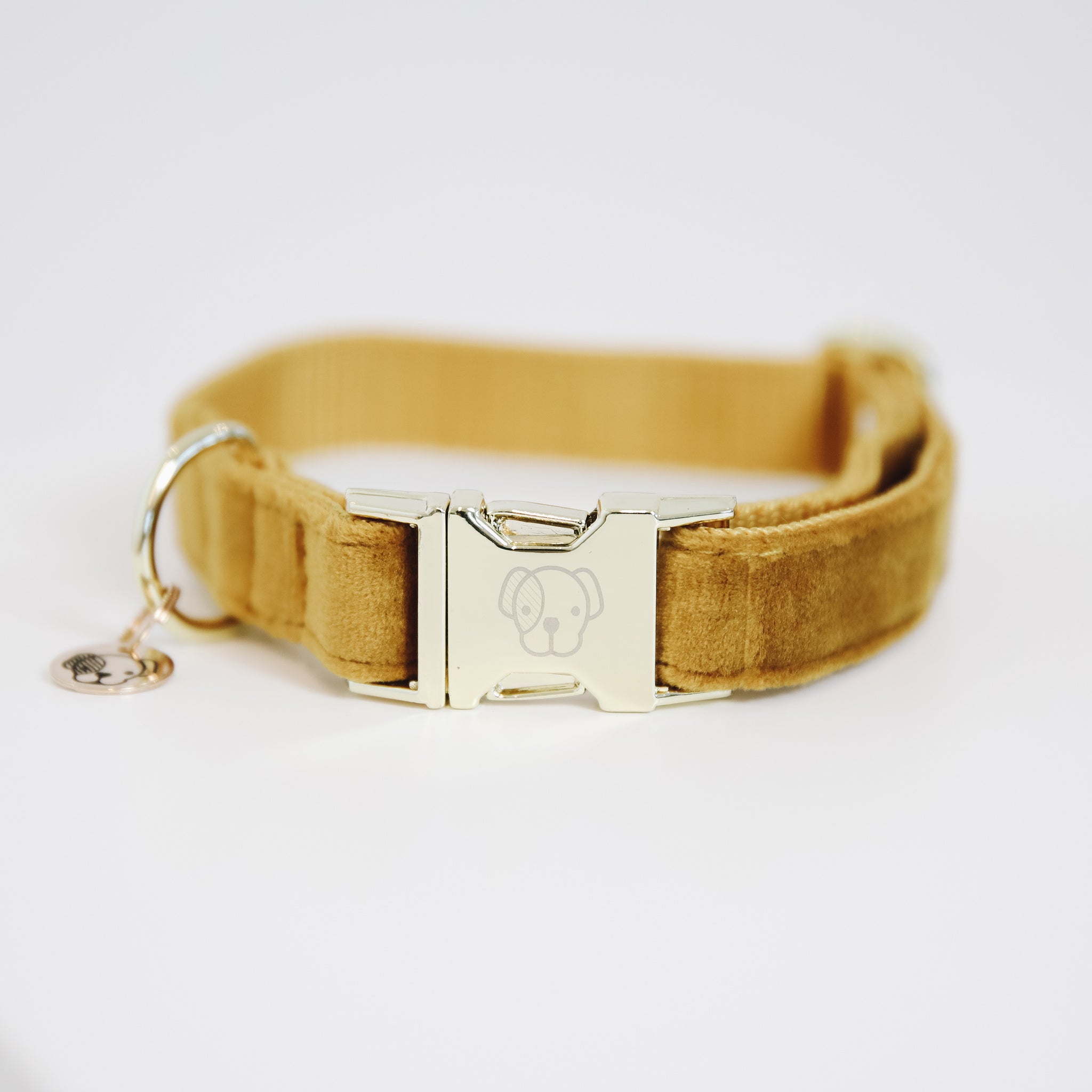 The Kentucky Velvet dog collar is extremely soft yet durable giving a touch of luxury for your dog.  these collars are adjustable so great for a growing dog. The collar has a gold clip backless with the Kentucky dog logo and a gold tag for you to engrave.  matching leads available. 