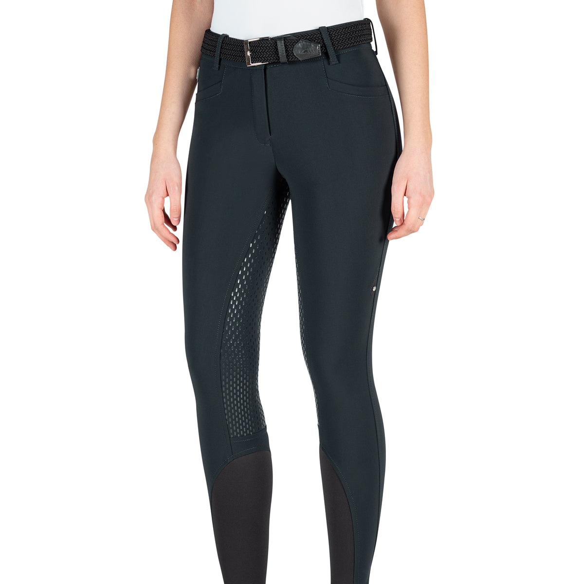 The Equiline Adellek Full Grip Navy Breeches are made from the new B-Move Fabric, offering breathability and durability. The silicone full seat provides stability in the saddle, and finished with a high waistband.