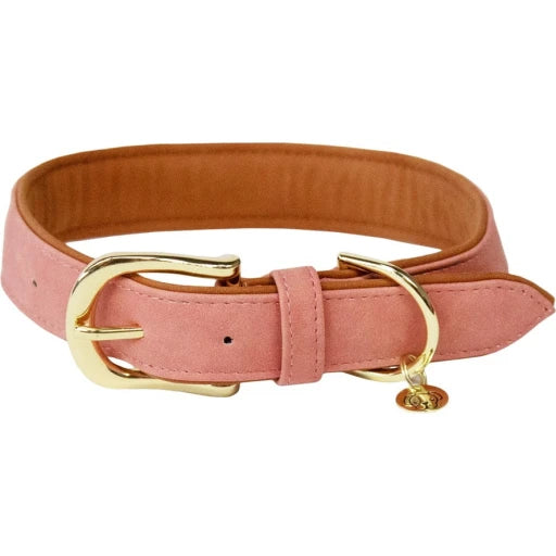 The Kentucky Dog Collar Velvet Leather has a very classy “velvet” look on the outside thanks to the microfiber material. On the inside we used artificial leather. The collar is extremely practical and easy to clean. The Dog Collar Velvet Leather features gold buckle , stay and a ring to attach the Kentucky matching Dog Lead