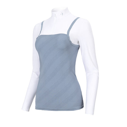 The Laguso Savanna is a continued favourite with a new twist. The contrasting subtle design blue fabric creates a dorm sporty look and is extremely flattering. Be part of the  Laguso riders with the logo vertically dow the back. Stand-up collar with zipper and underlaid lip and made from Bi elastic power Sports quality