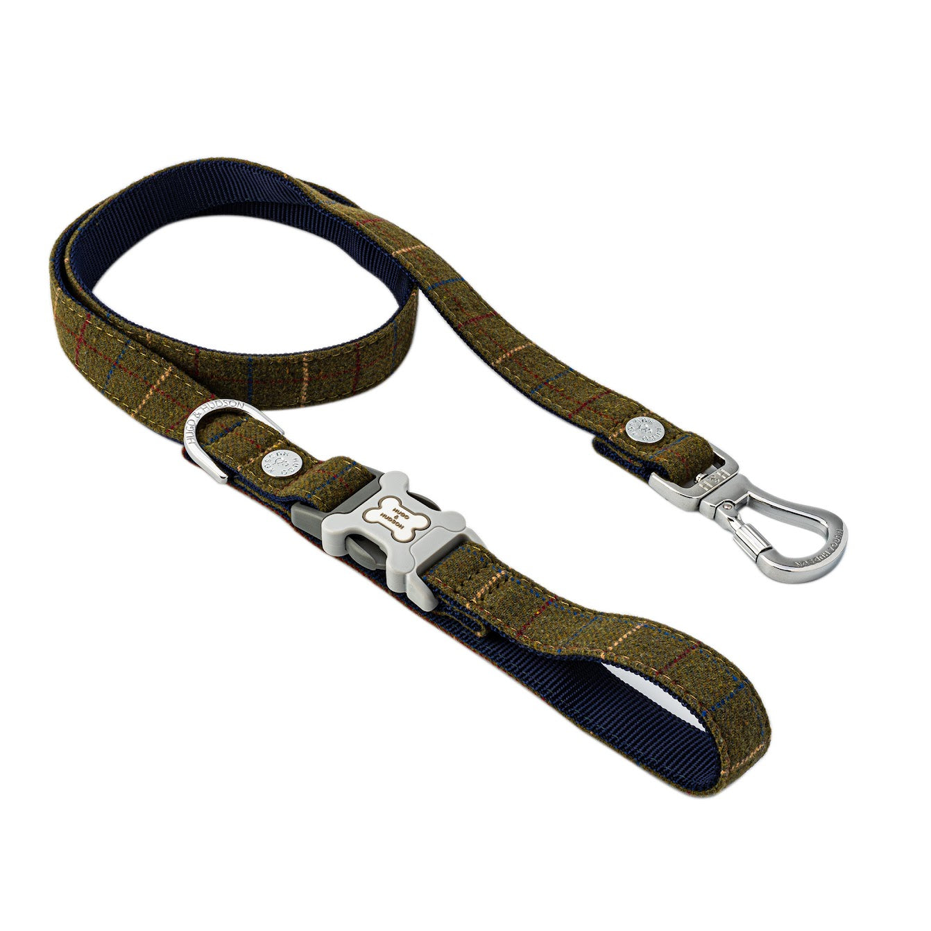 Hugo and Hudson Dark Green Tweed Dog Lead  This beautiful dark green checked tweed lead is from the Hugo and Hudson premium fabric collection.  It&