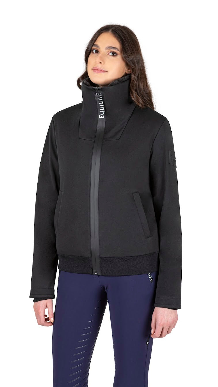Equiline Womens Black Fur Lined Softshell Cerfec Jacket