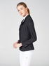 The Vestrum Canberra black competition jacket has a contrast detailing. This unlined  women’s competition jacket is made from a technical high performance knitted fabric that is very strong and makes it perfect for competitions. The fabric is also soft enough to guarantee freedom of movement for every body shape whilst. Riding. This extremely flattering cut makes this a popular choice for elegance and performance.