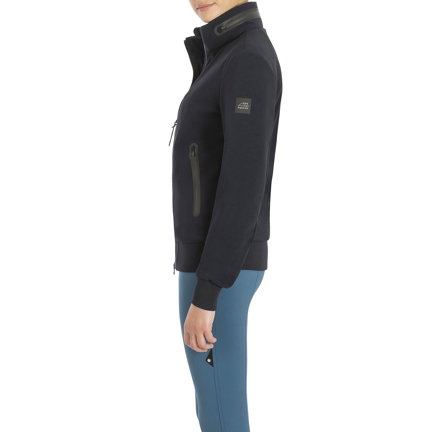 Equiline B-Move Softshell Jacket Cassiec.  B-Move material offers flexibility and full movement when riding.  The jacket is finished with waterproof zippers, and a hidden hood.