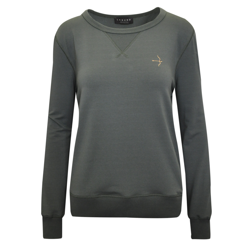Crew neck jumper by Laguso in green. Finished with a small yellow Laguso logo on the chest.