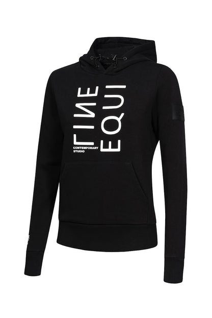 Complete your outfit with the Equiline Womens Clemac Hoodie.  The sporty looking sweater has large printed white text down the front of the hoodie. Finished with an adjustable hood, kangaroo pocket and a brushed fleece inner.