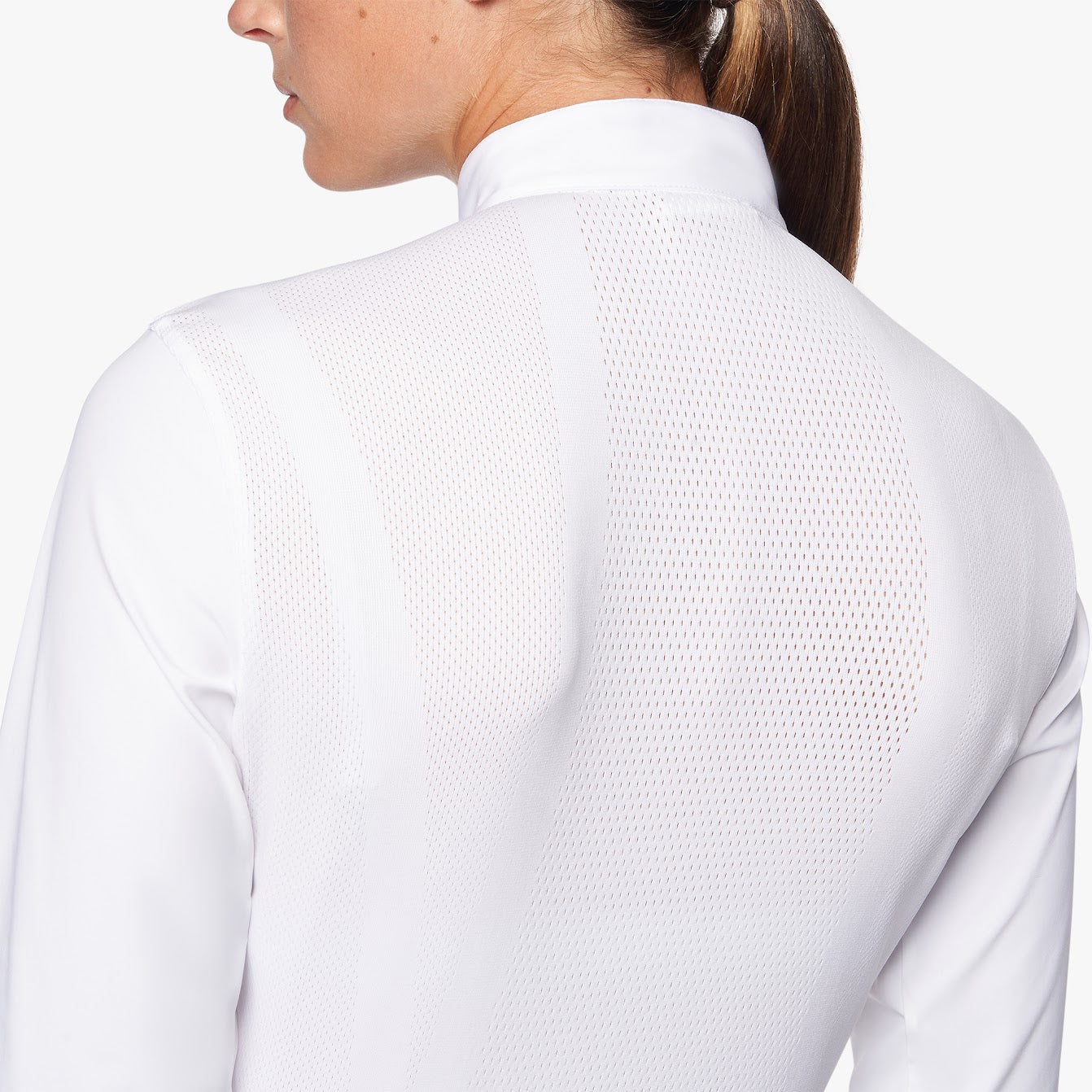Cavalleria Toscana White  Revo Pleated L/S Cotton Tech Knit Show Shirt