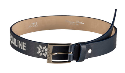 The Equiline Naben belt is perfect for the festive season. This belt is real leather and comes in three sizes. Finished with light grey embroidery of a snowflake design and Equiline text. 