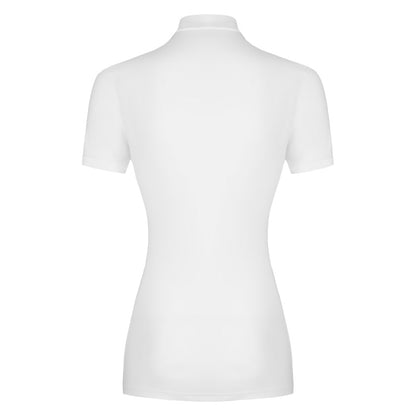 The Laguso Vina show shirt with short sleeves. In all white and covered with a subtle glitter throughout the fabric. Finished with a v shape design across the chest for a flattering silhouette. 