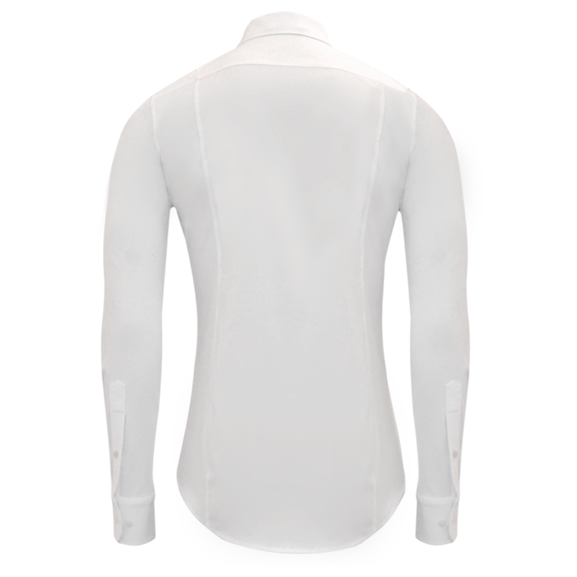 The tournament Max signature show shirt by Laguso in long sleeve. This all white competition shirt is an understated and timeless piece. Finished with a small navy Laguso logo on the chest. 