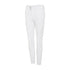 The Celeste knee grip breeches in white by Samshield. These breeches have a subtle glitter detailing on the front pockets with a glitter trim and finished with a scattered gem design underneath the strip. 