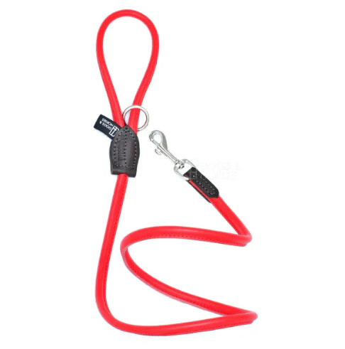 The dogs and Horses Red rolled leather lead is soft and comfortable to hold and handle. But strong. Available for small, medium or large dogs (thickness and size of hooks will vary).