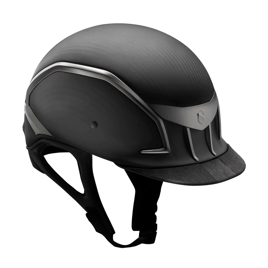 The Samshield XJ riding hat is made of carbon fibre with titanium detailing and a Matt finish.