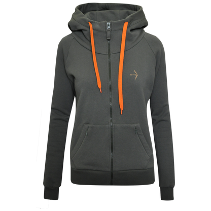 The Laguso Maya Jade sweatshirt jacket features this seasons combination of green and accents of orange. the sweatshirt has a sporty cut and is super soft.  The Laguso logo on the back and horse on the cuff finishes the look. Large hood, two size pockets and zip front. 
