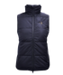 Laguso Smint gilet. High-quality two-way zipper with internal wind protection flap and chin guard. Extended rounded back part made of durable fabric.  Side pockets with zipper and embroidered Laguso lettering on the back. Laguso logo on the chest.  Padding made of warming, easy-care synthetic fibre.  Water and wind repellent. Breathable and lightweight. 