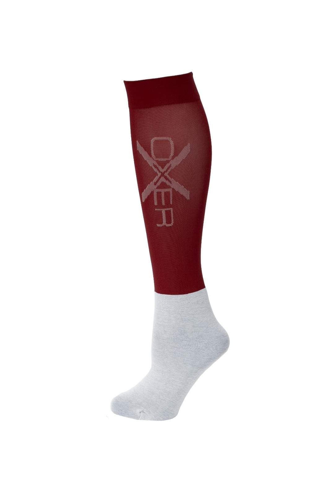 Oxer Riding Socks in Burgundy Pack of 3